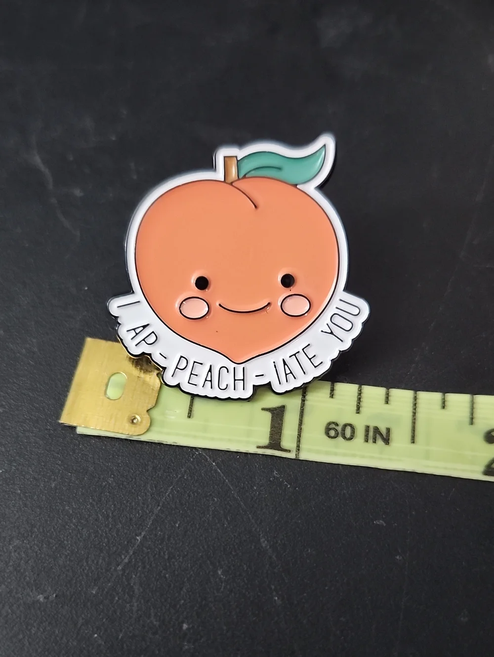 Cute Peach 'I Ap-peach-iate You' Enamel Pin - Orange Peach Design